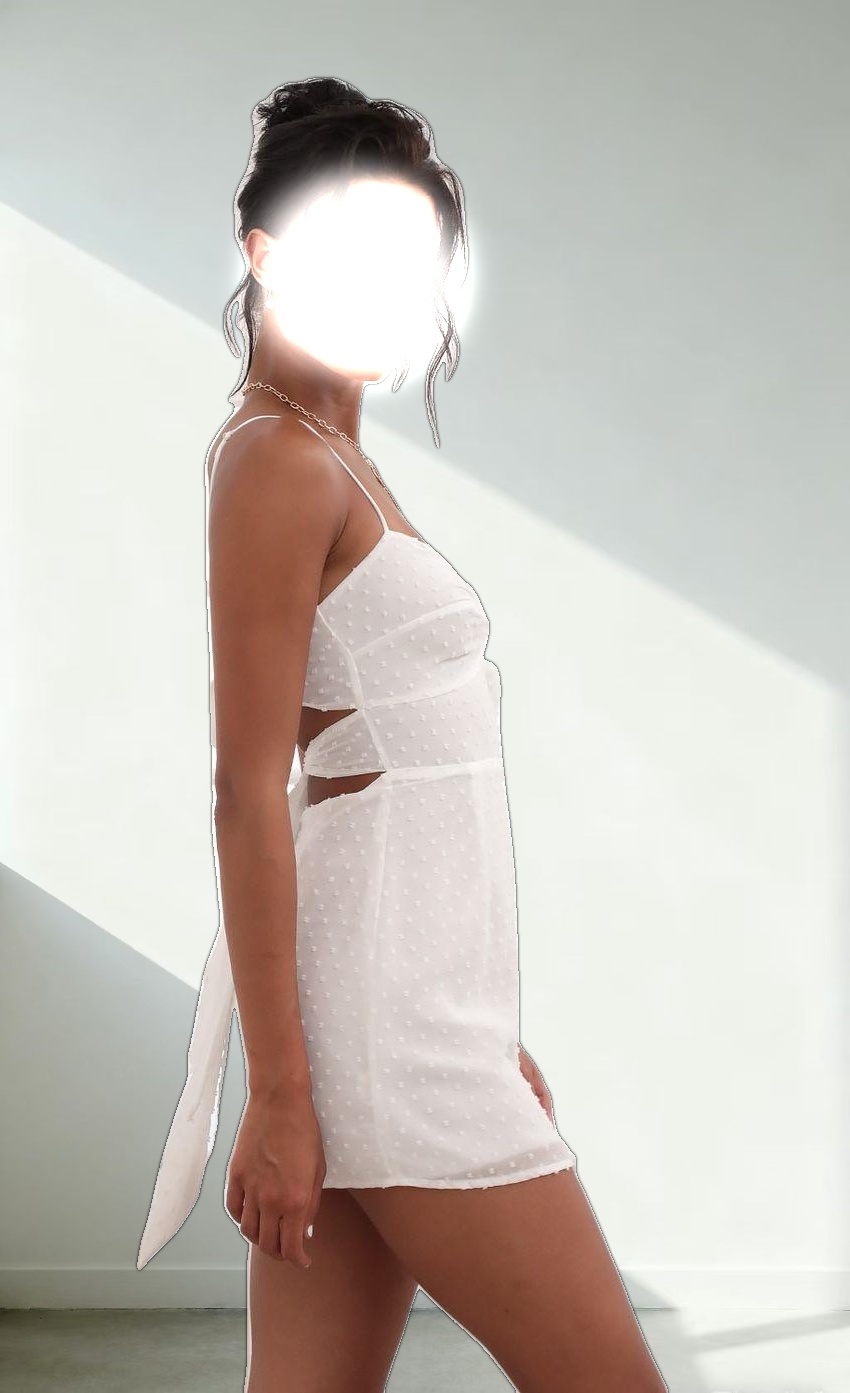 Front Twist Chiffon Dress in White