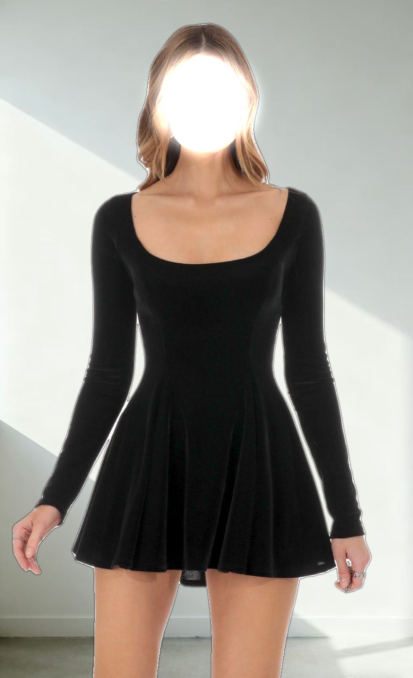 Velvet Satin Pink Tie Dress in Black