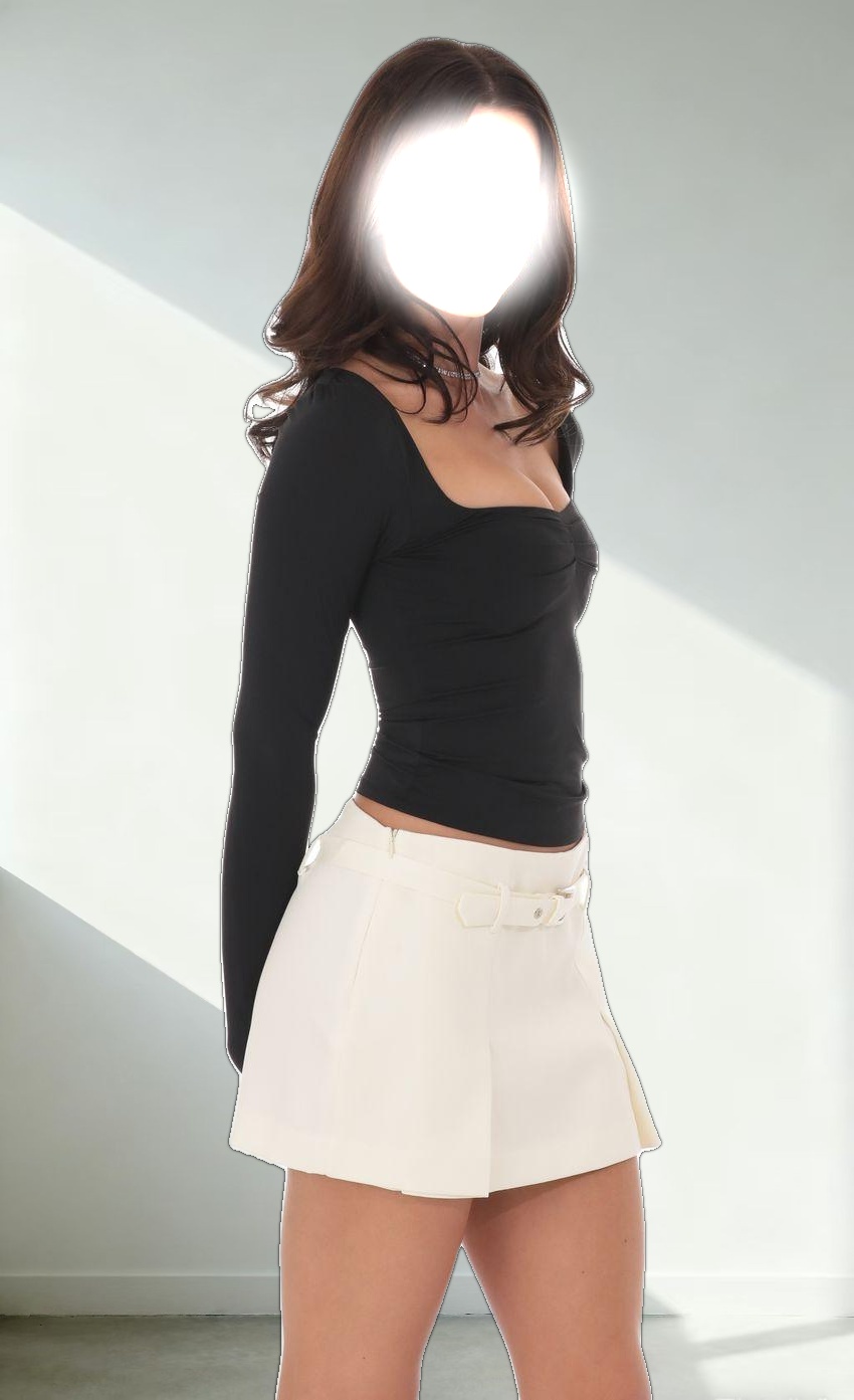 Belted Double Slit Skirt in Ivory