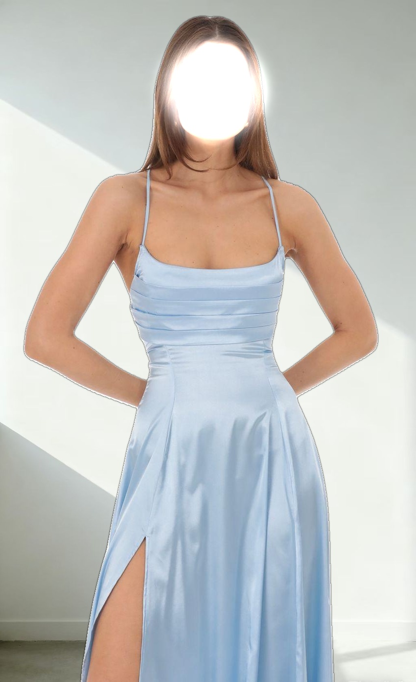 Pleated Maxi Dress in Light Blue