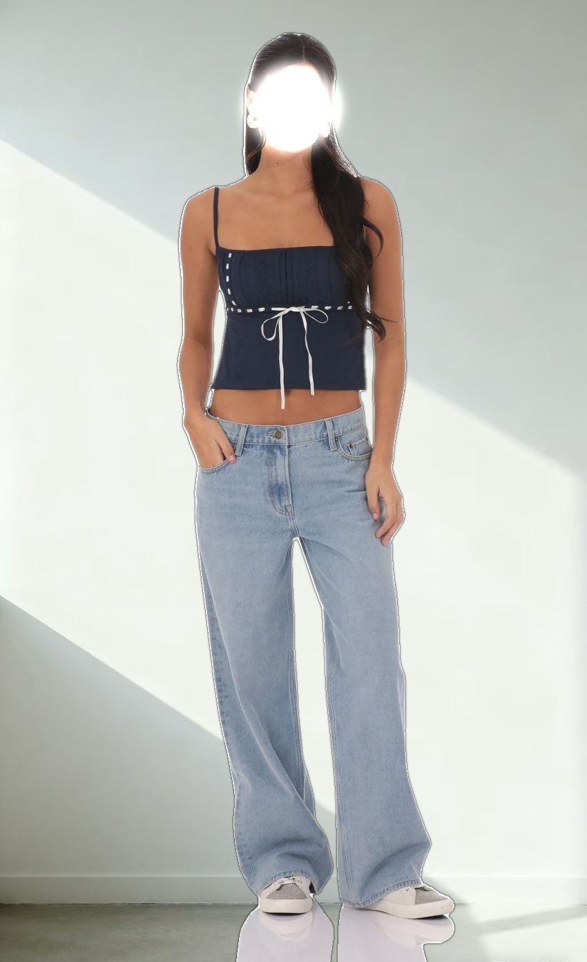 Embellished Backless Top in Navy