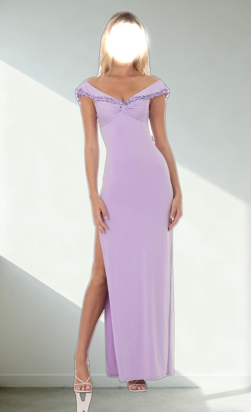 Off Shoulder Twist Maxi Dress in Lavender