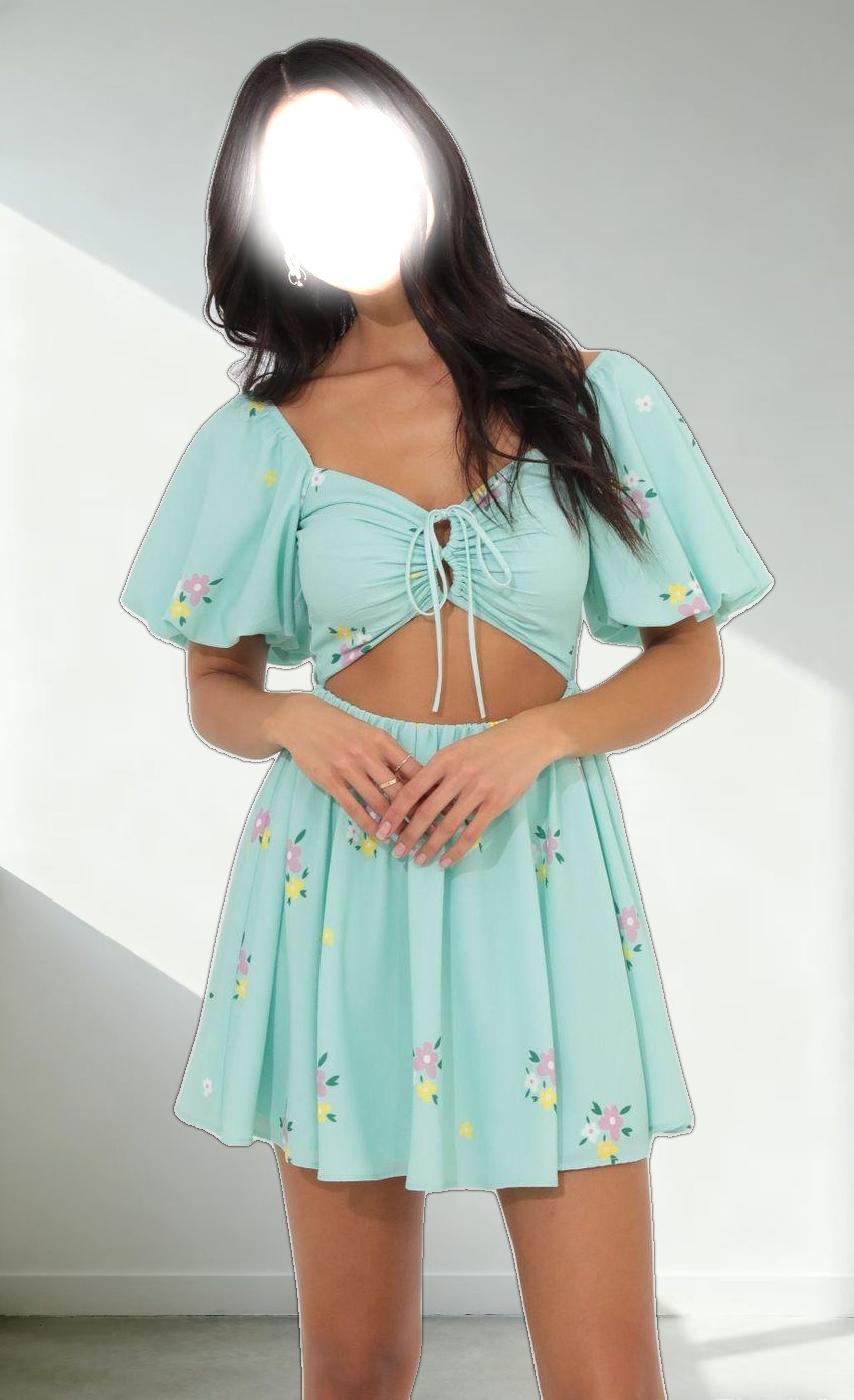 Tummy Cutout Dress in Green