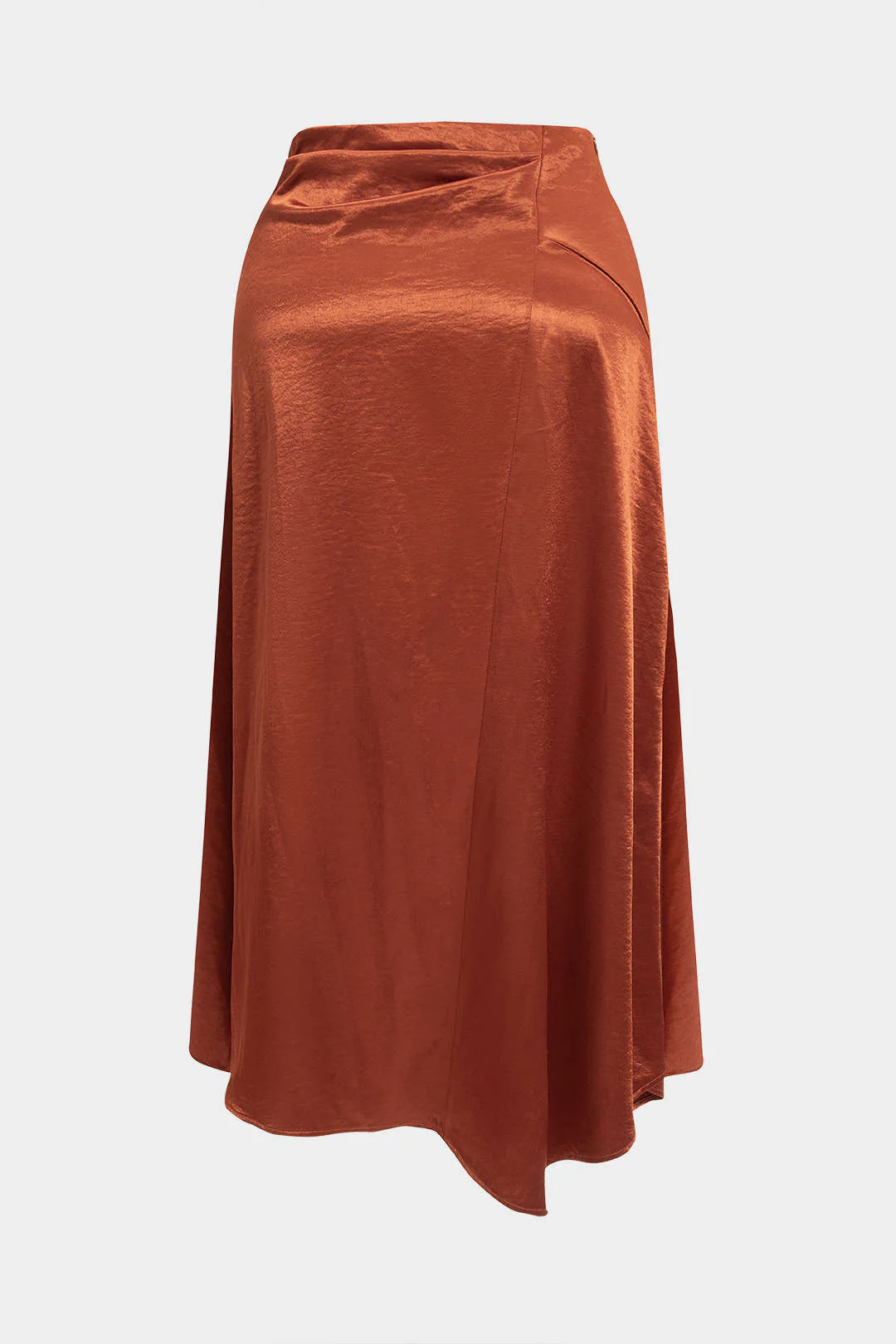 Plus Size Satin Asymmetric Skirt