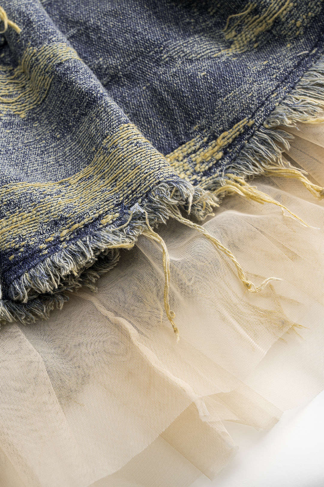 Denim Mesh Patchwork Skirt