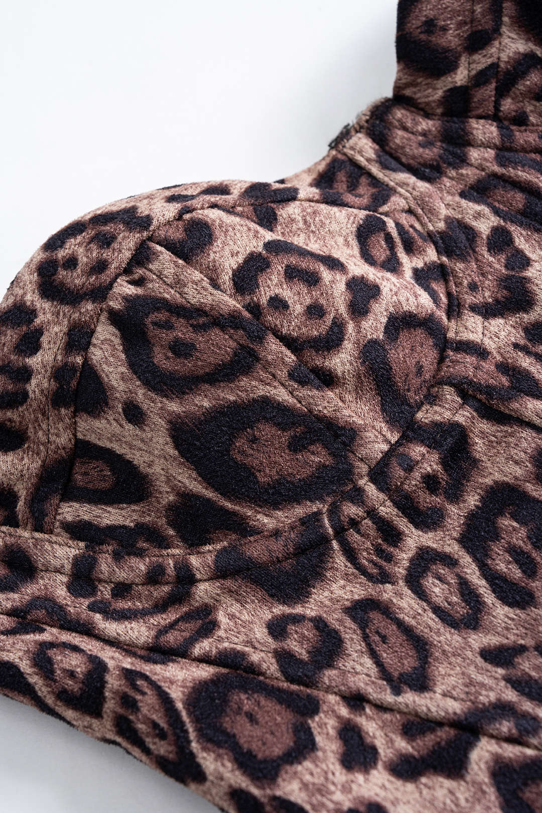 Leopard Print Suede Tie-Back Underwire Strapless Tube Top