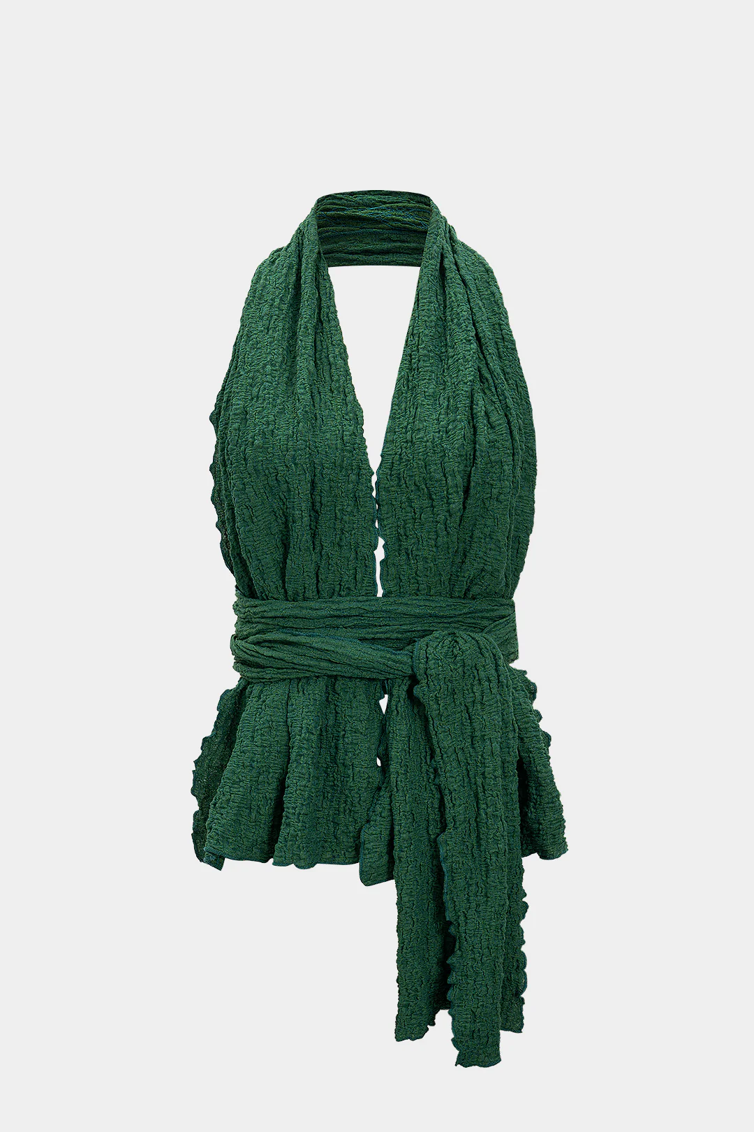 Backless Textured Tie-Front Camisole Top