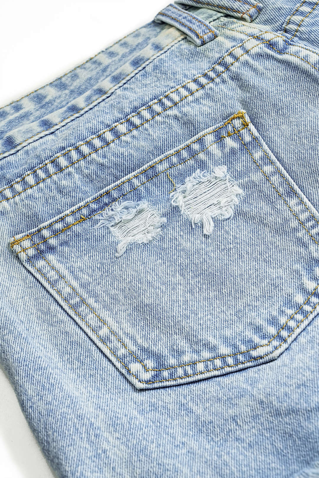 Denim Washed Button Pocket Shorts