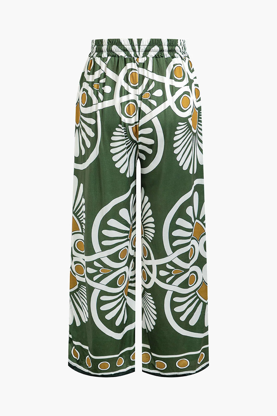 Abstract Pattern Drawstring Wide-Leg Trousers