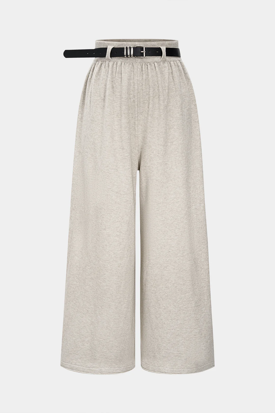 Knit Belted Wide-Leg Trousers