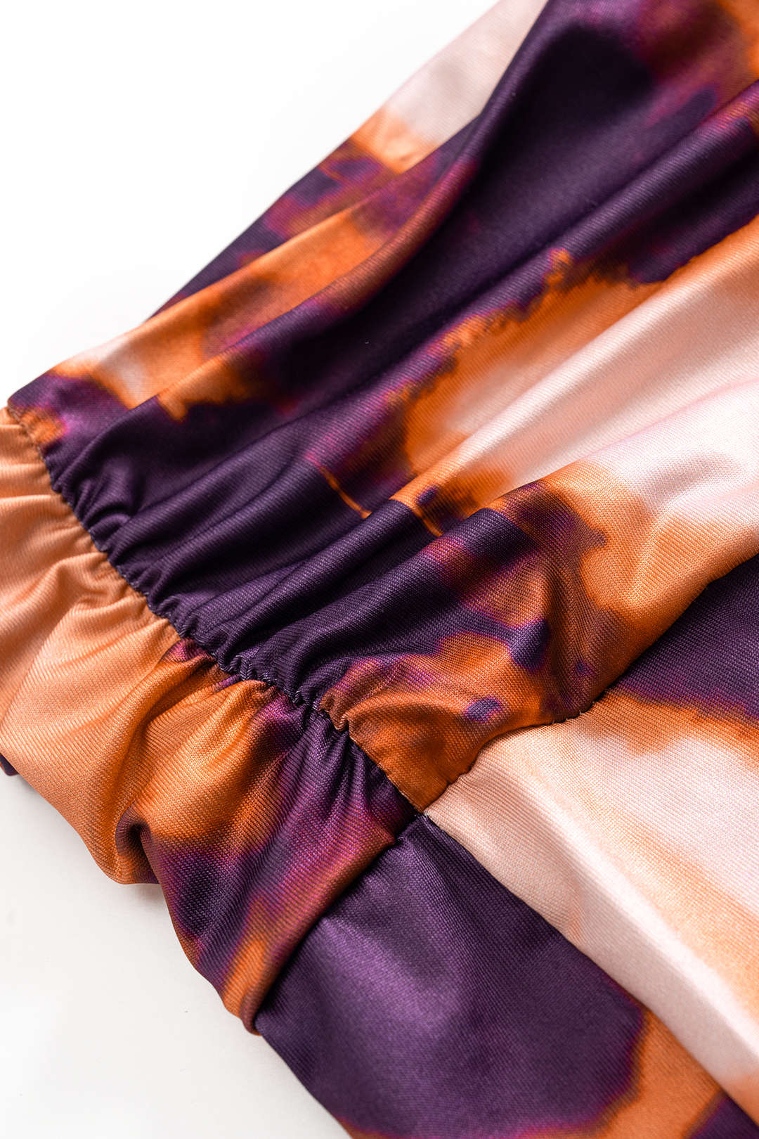 Contrast Print Tie-Back Backless Top and Ruched Skirt Outfit Set