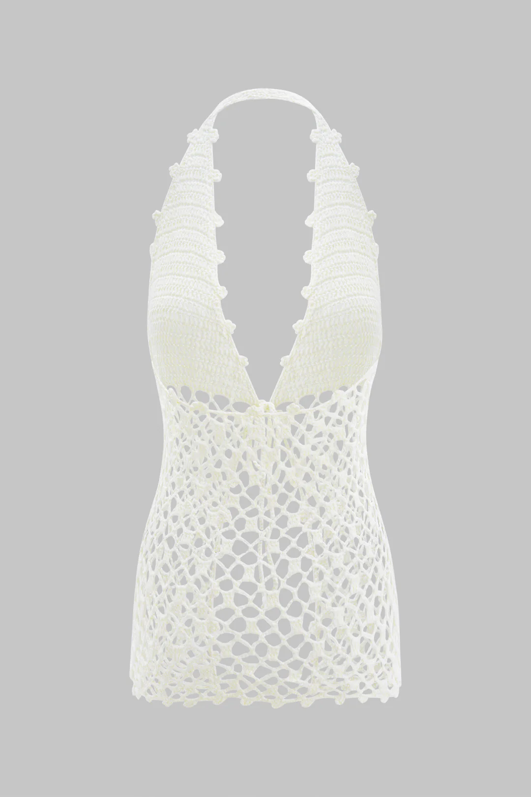 Knit Tie-Front V-Neck Halter Neck Hollow-Out Tank Top