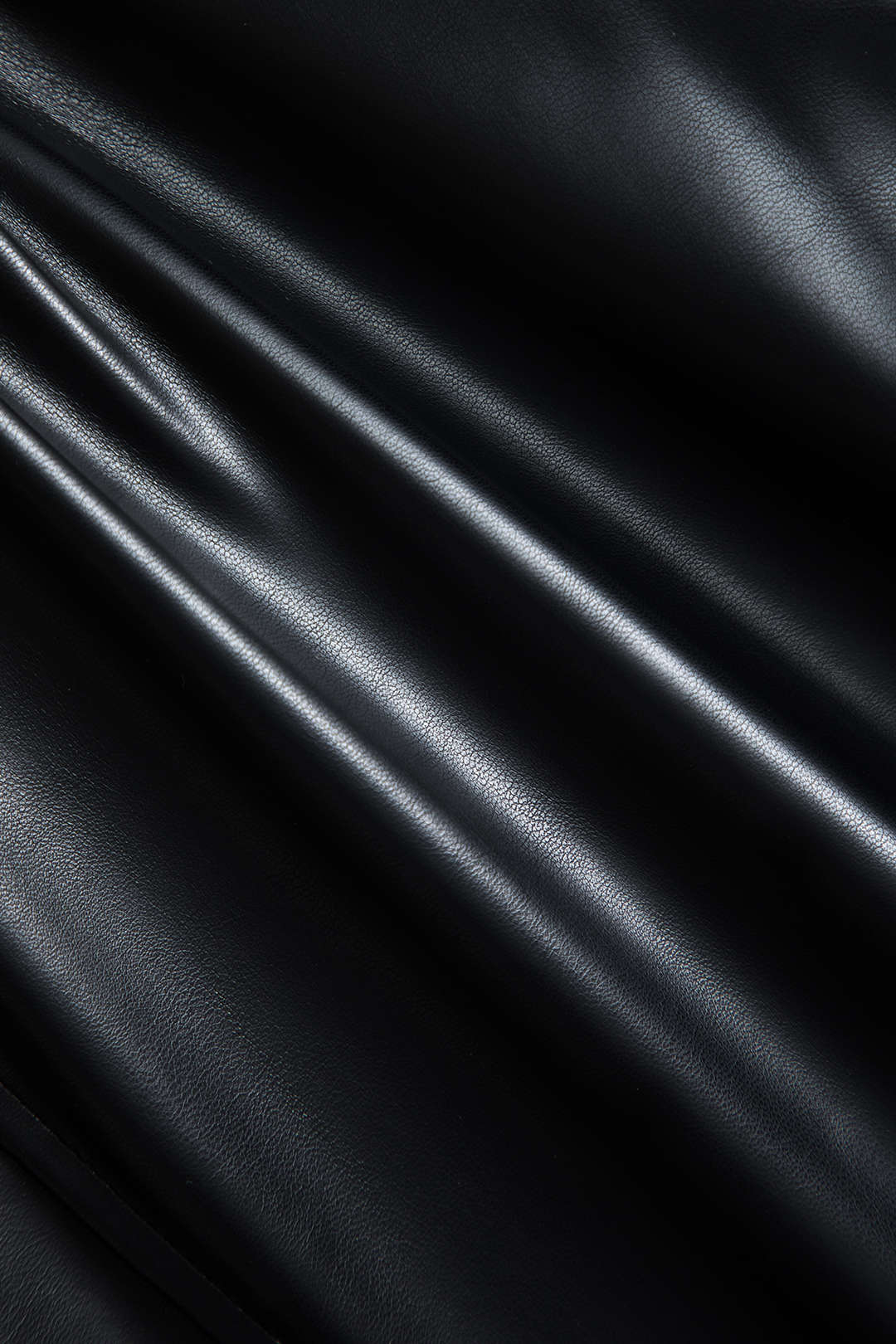 Faux Leather Button-Ruched Jacket