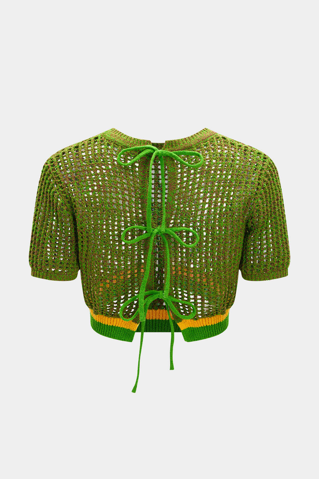 Knit Hollow-Out Tie-Back Short-Sleeve Top