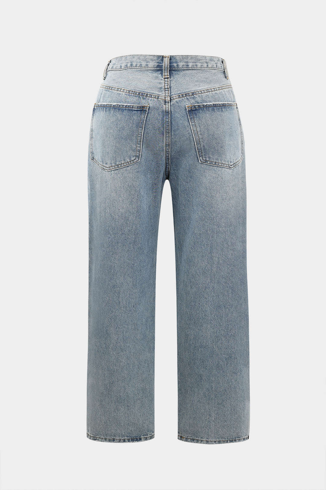 Plus Size Denim Zipper Detail High Waist Straight Leg Jeans