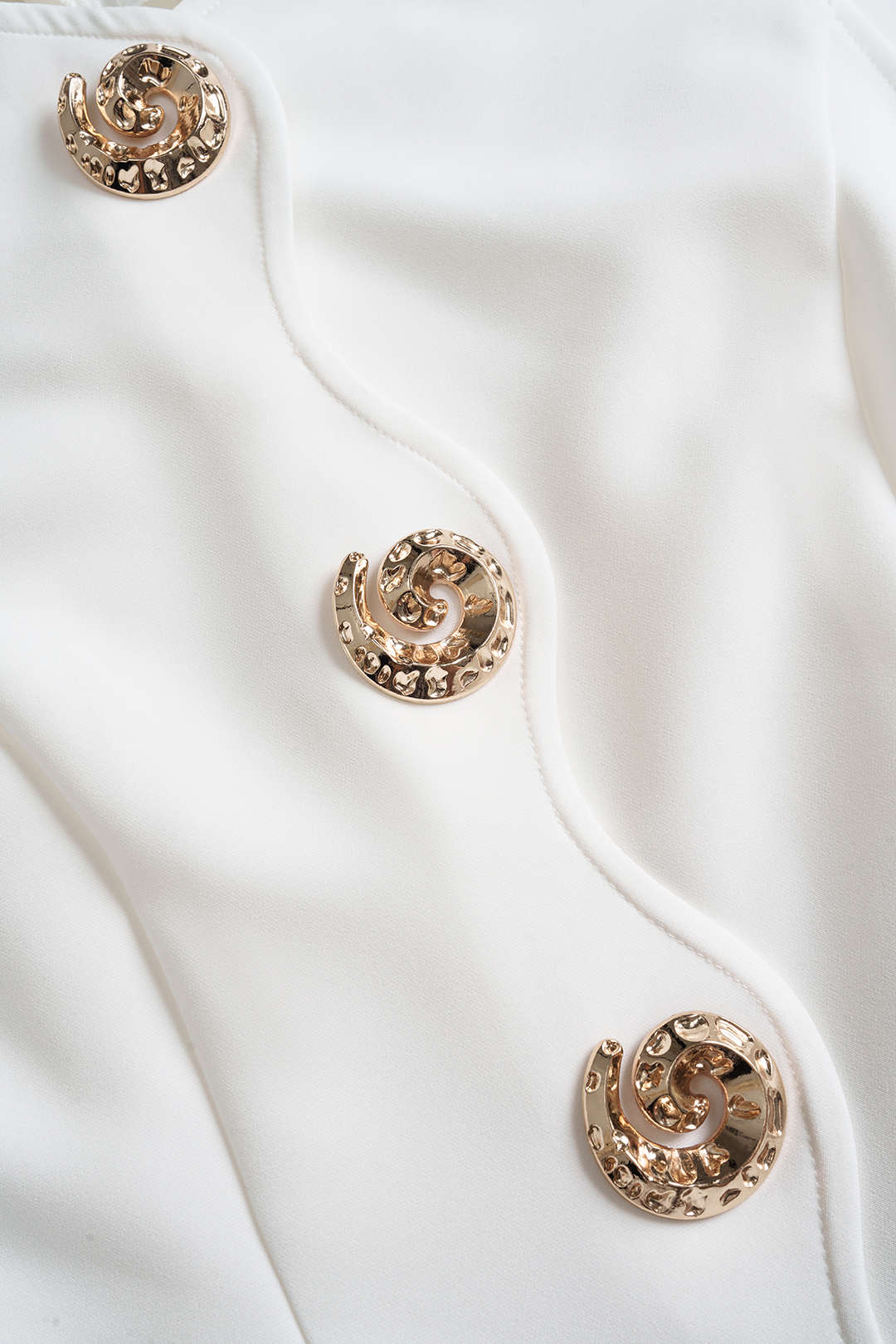 Metallic Button Sleeveless Zipper Mini Dress