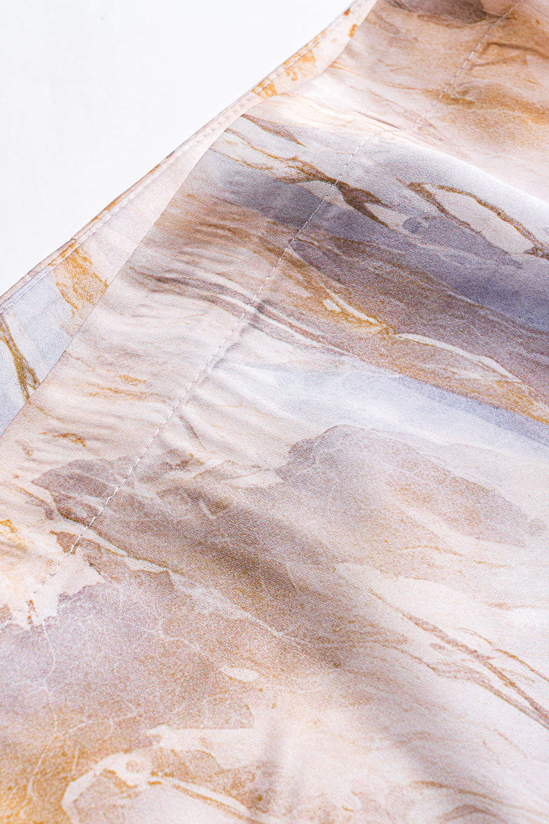 Abstract Pattern Ruched Satin Tie-Front Skirt