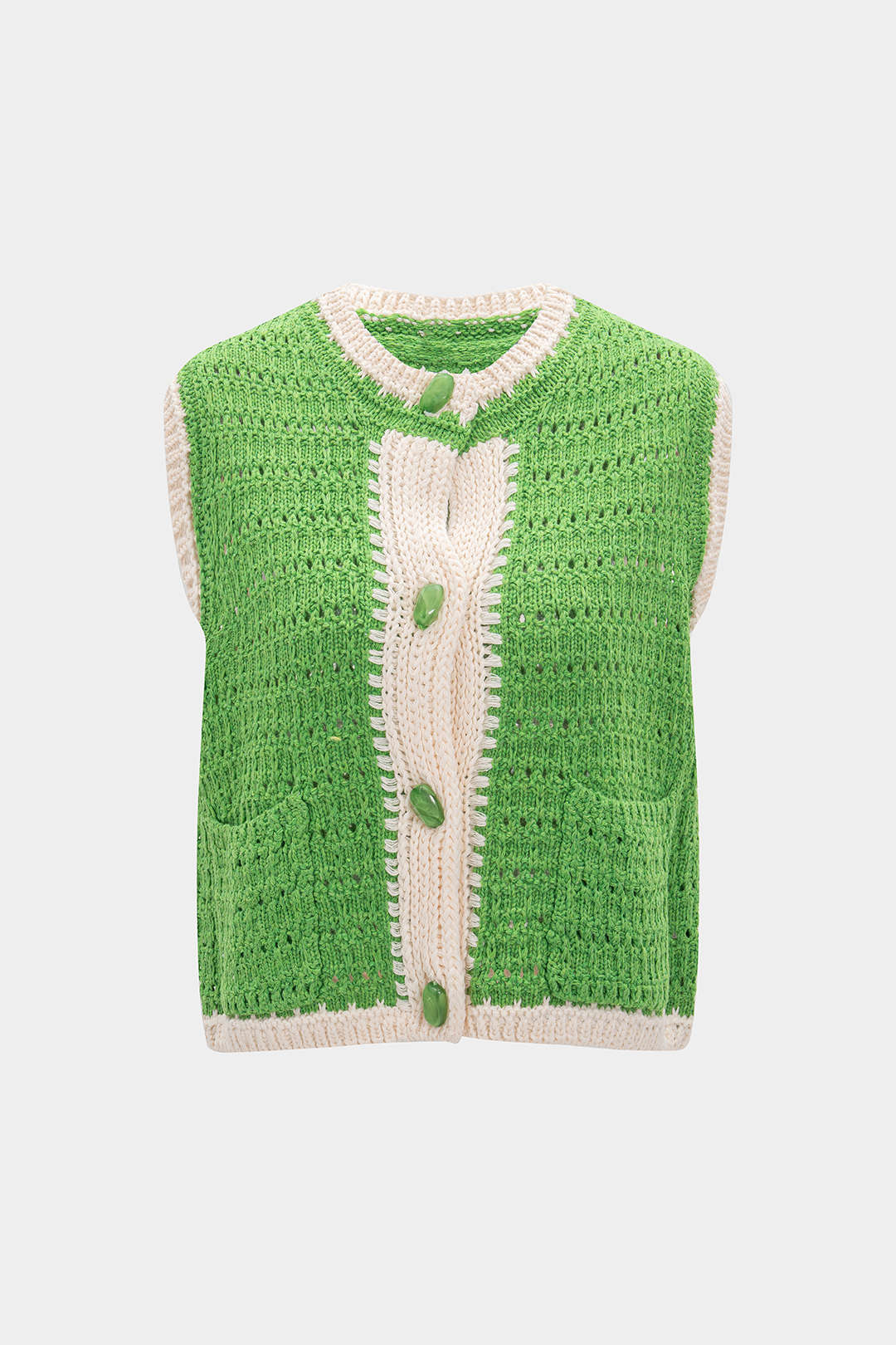 Knit Button Hollow-Out Vest