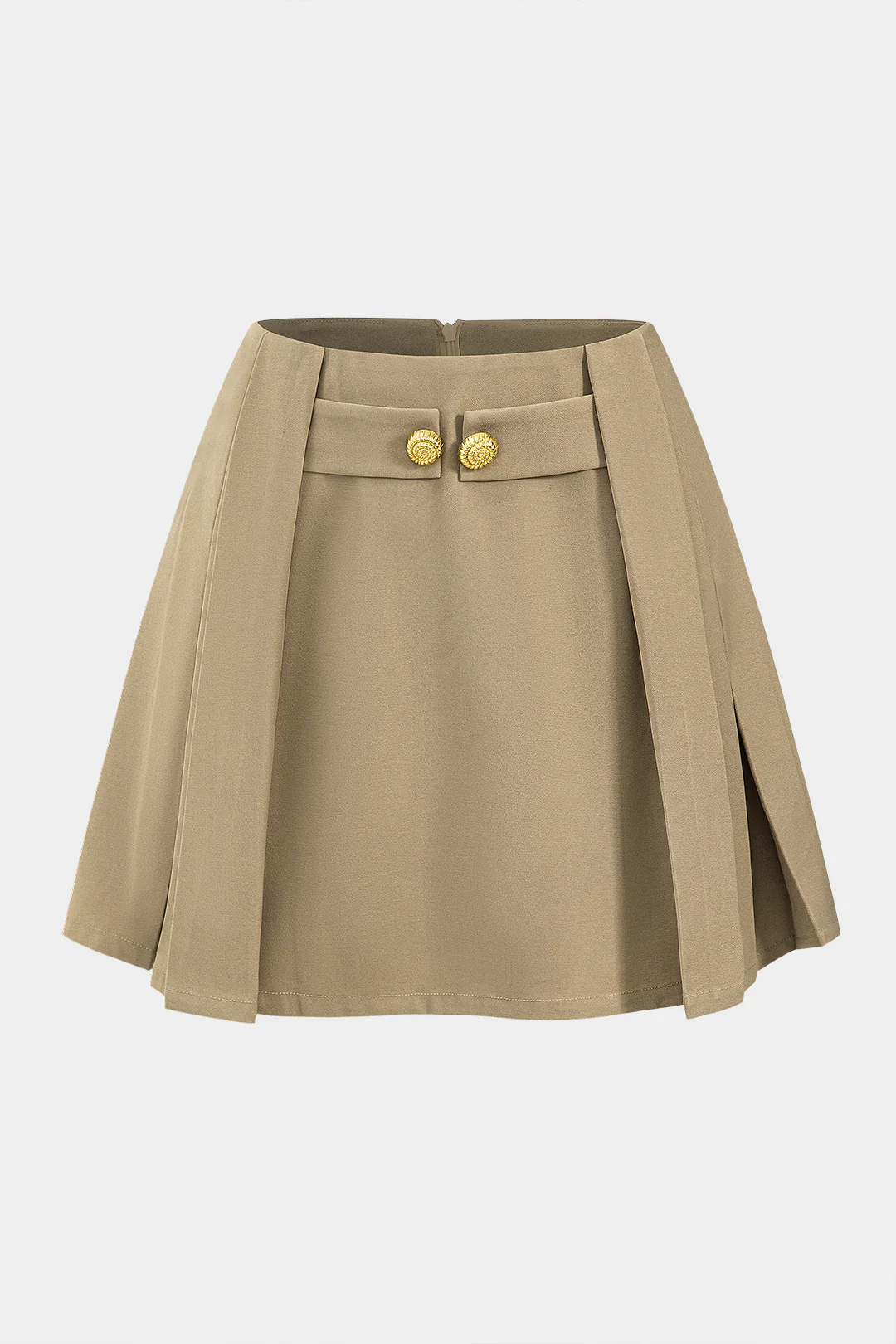 Metal Decorated Pleated Zippered Skirt