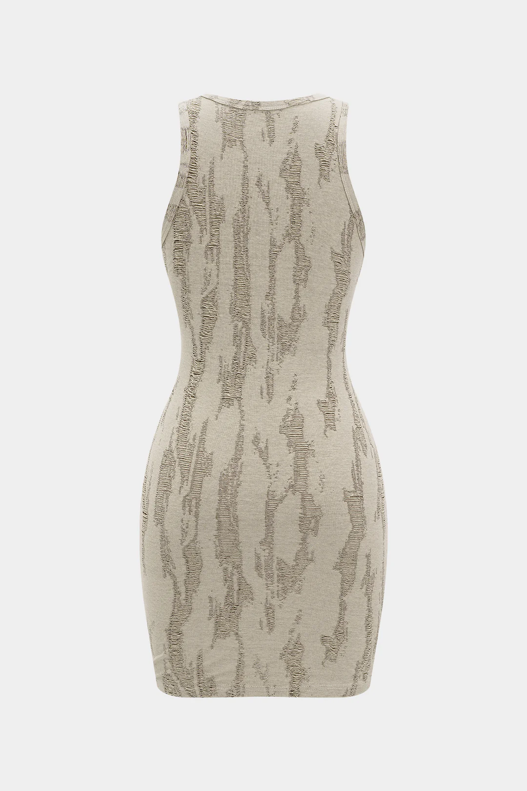 Torn Round Neck Sleeveless Mini Dress