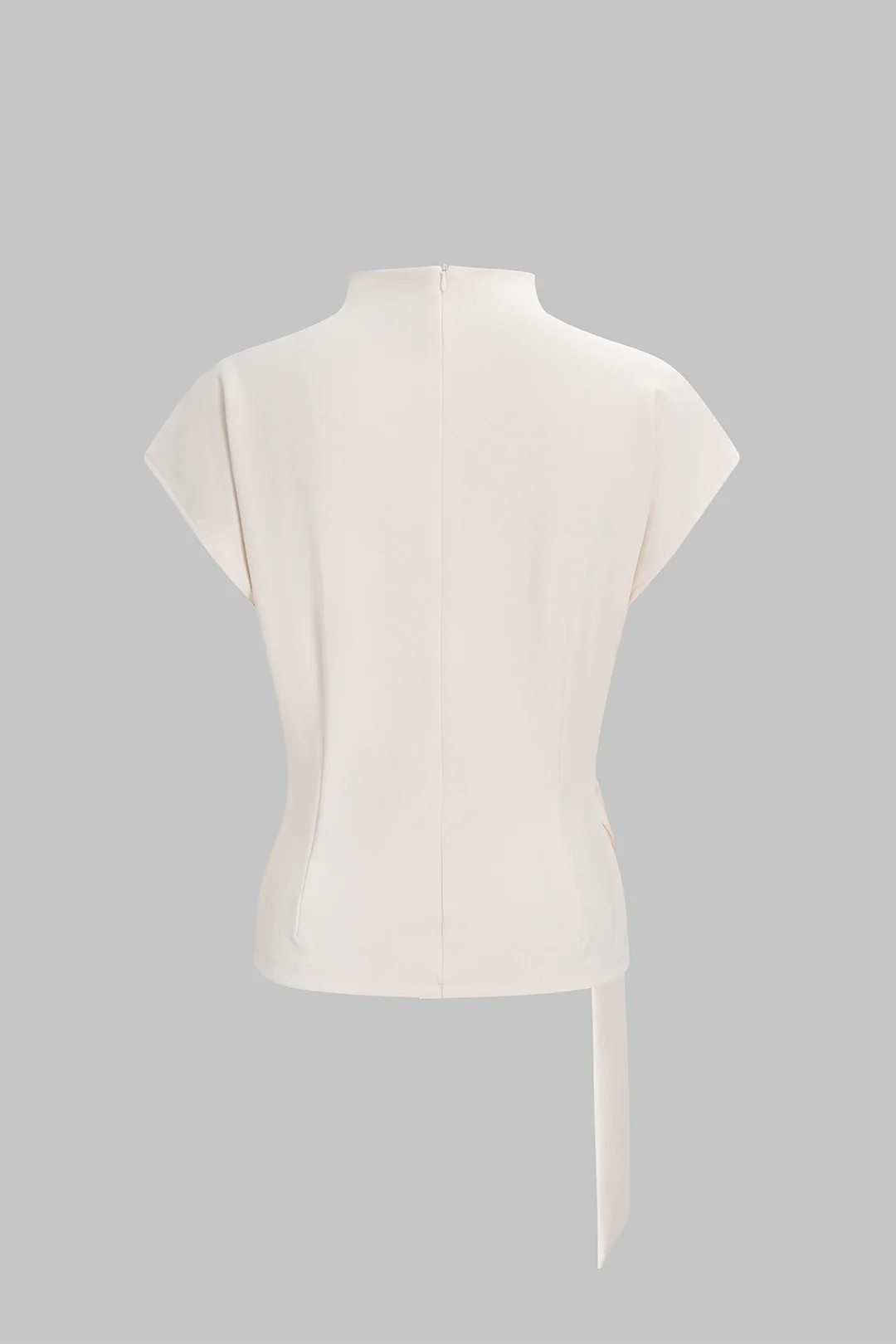 Metallic Decor Belted Zipper Short Sleeve T-Shirt