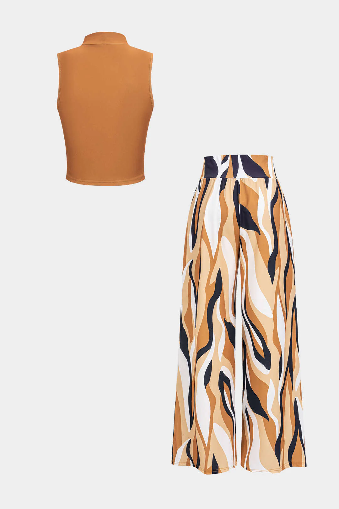 Sleeveless Tank Top and Geometric Pattern Pants Set