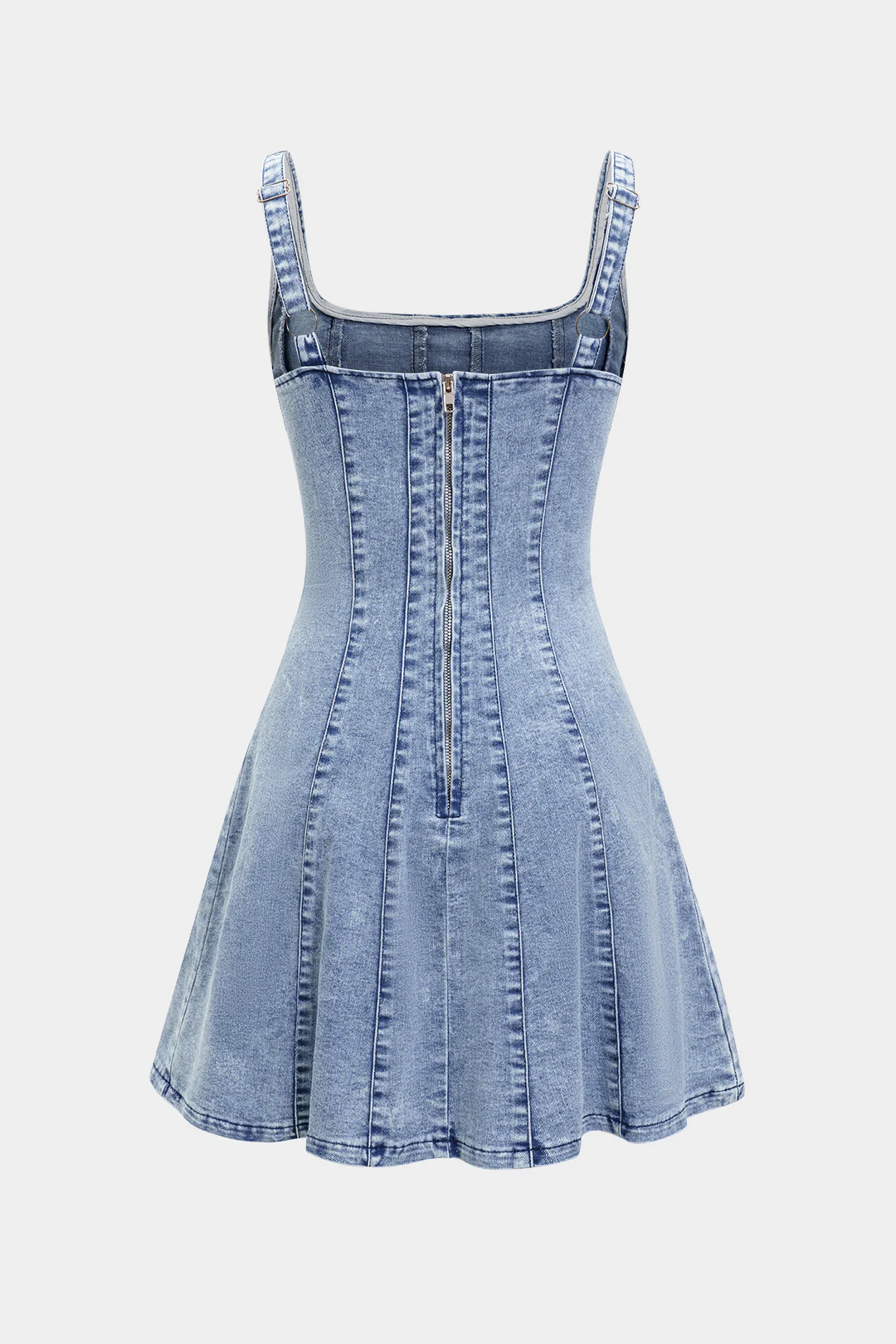 Denim Zip Sleeveless Dress