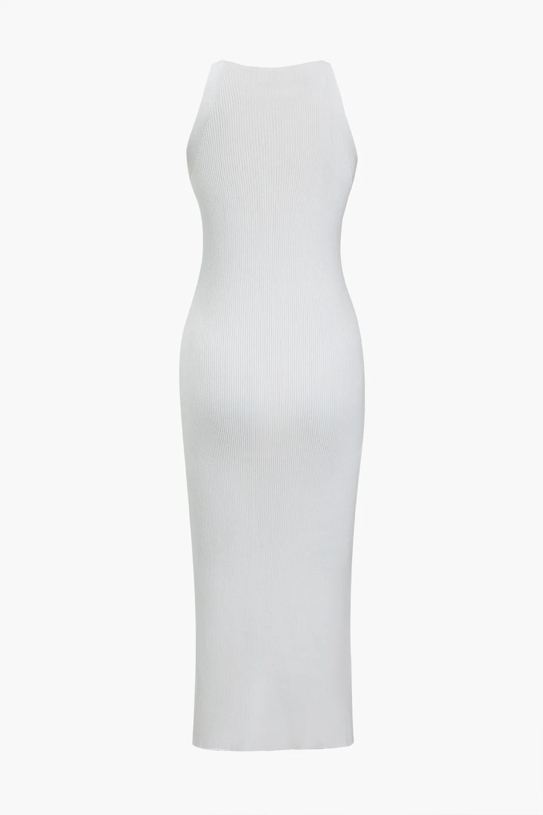 Solid Knit Button Slit Tank Maxi Dress