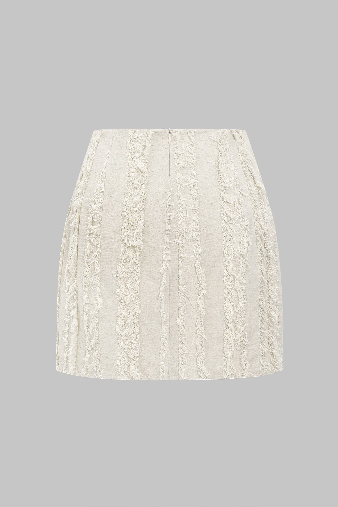 Linen Fringe Metallic Button Asymmetric Skirt