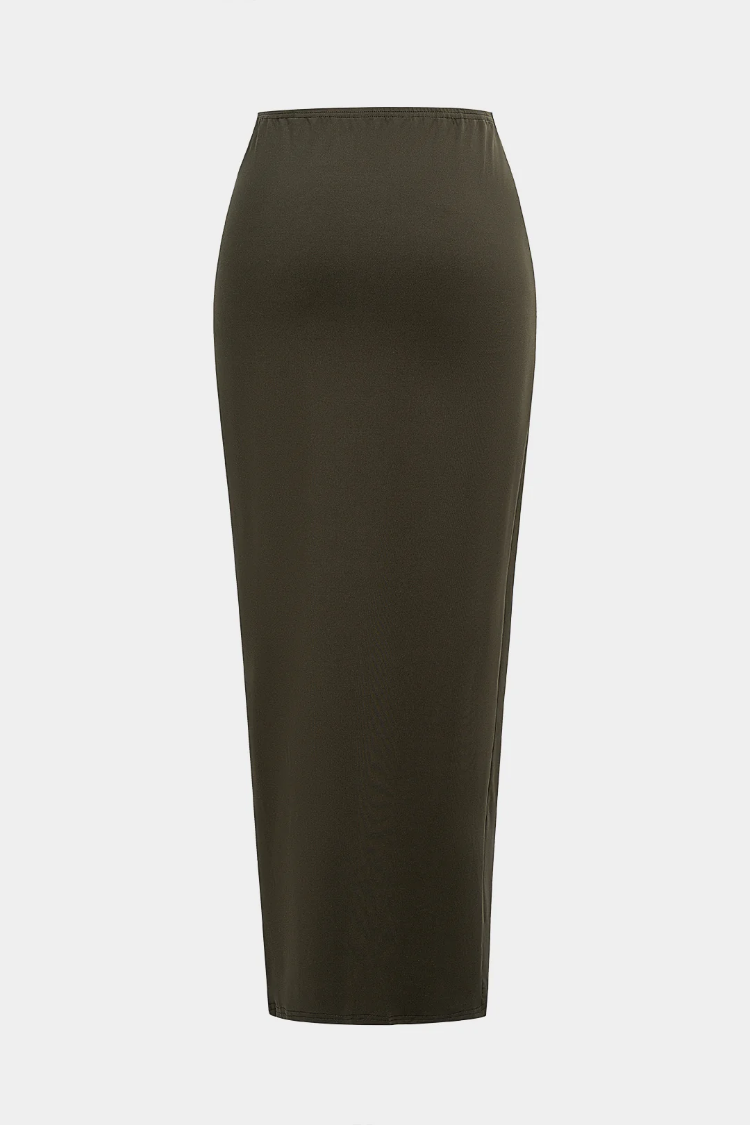 Ruched Leather Belt Decor Side Split Skirt