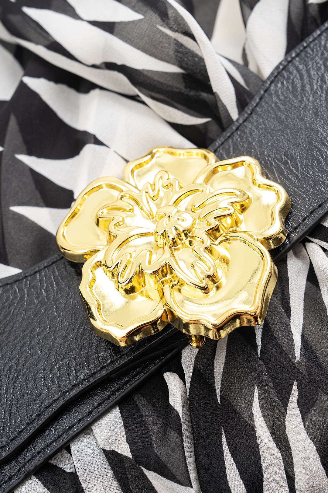 Stripe Print V Neck Belted Short Sleeve Shirt