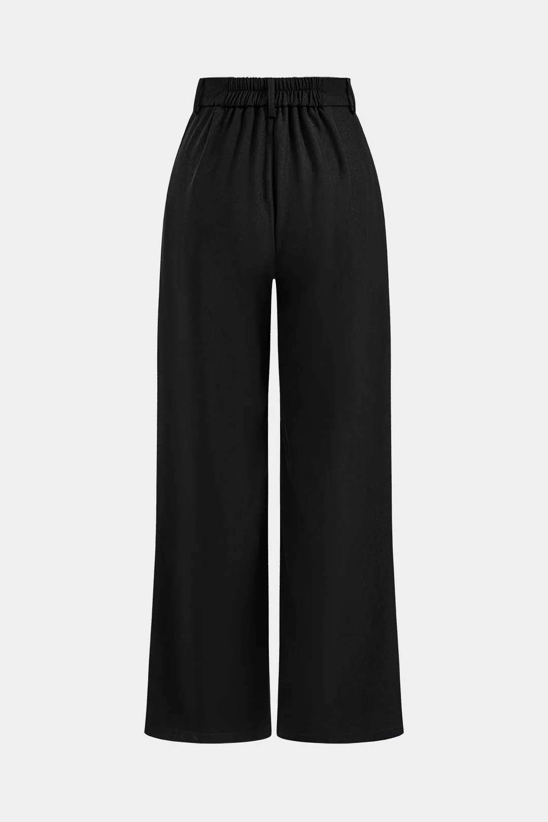 Faux Leather Patchwork Ruched Button Zipper High-Waist Trousers