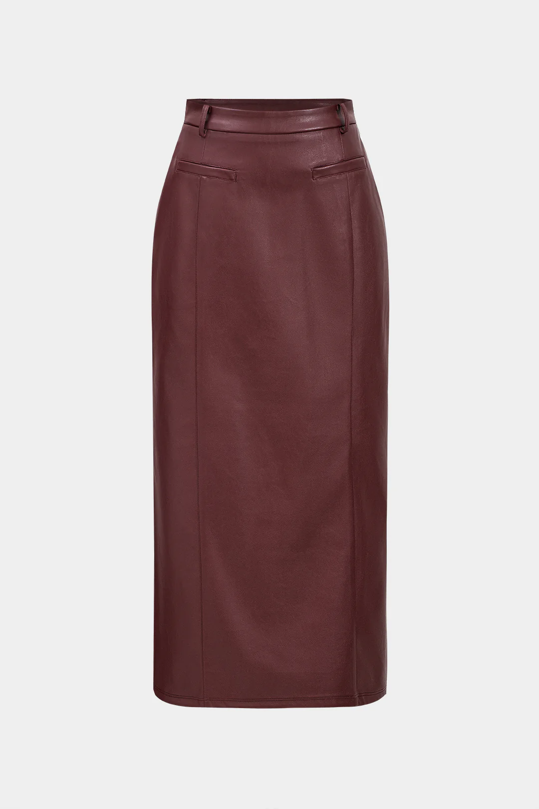 Faux Leather Skirt with Fake Pockets
