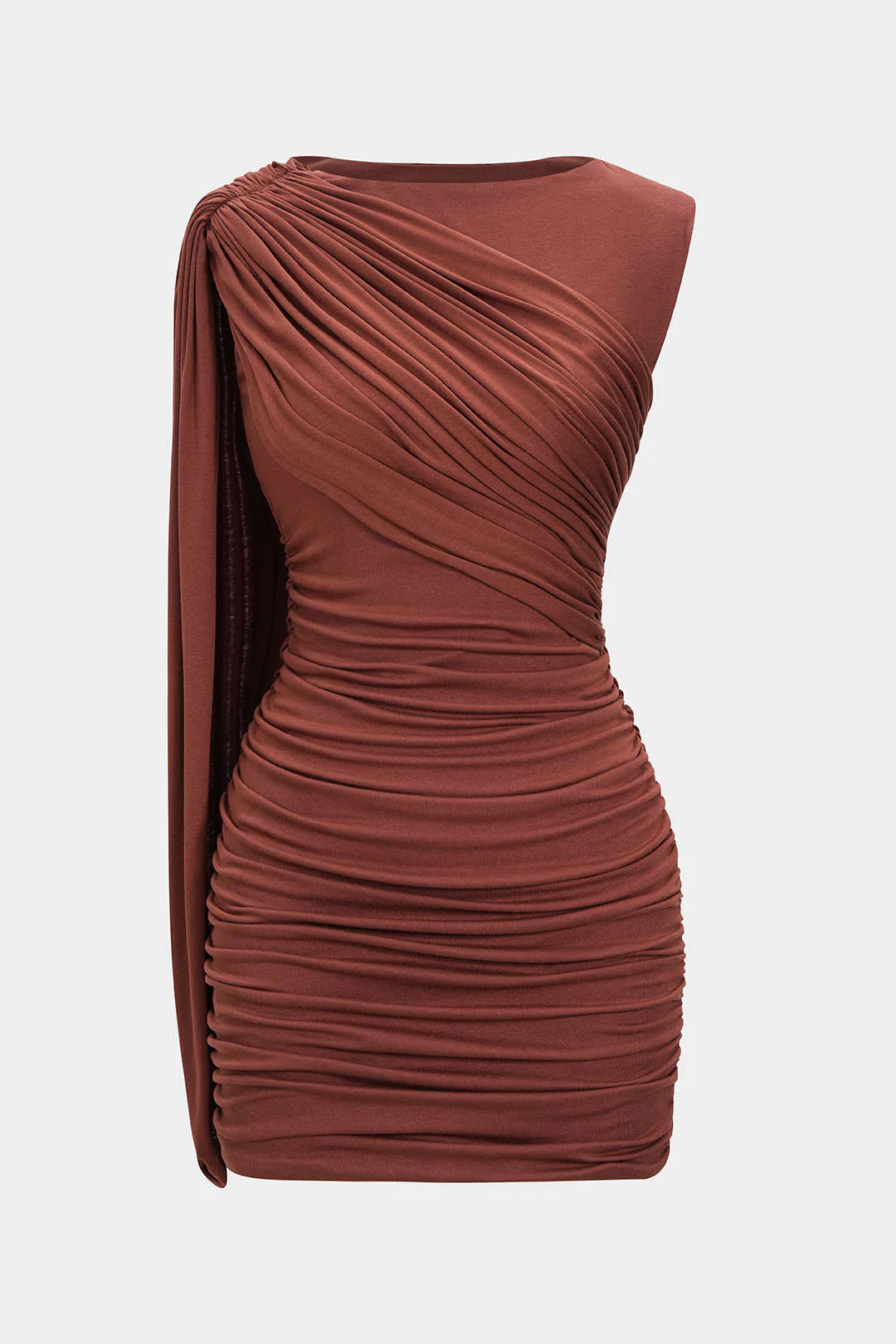 Ruched Asymmetrical Sleeveless Mini Dress