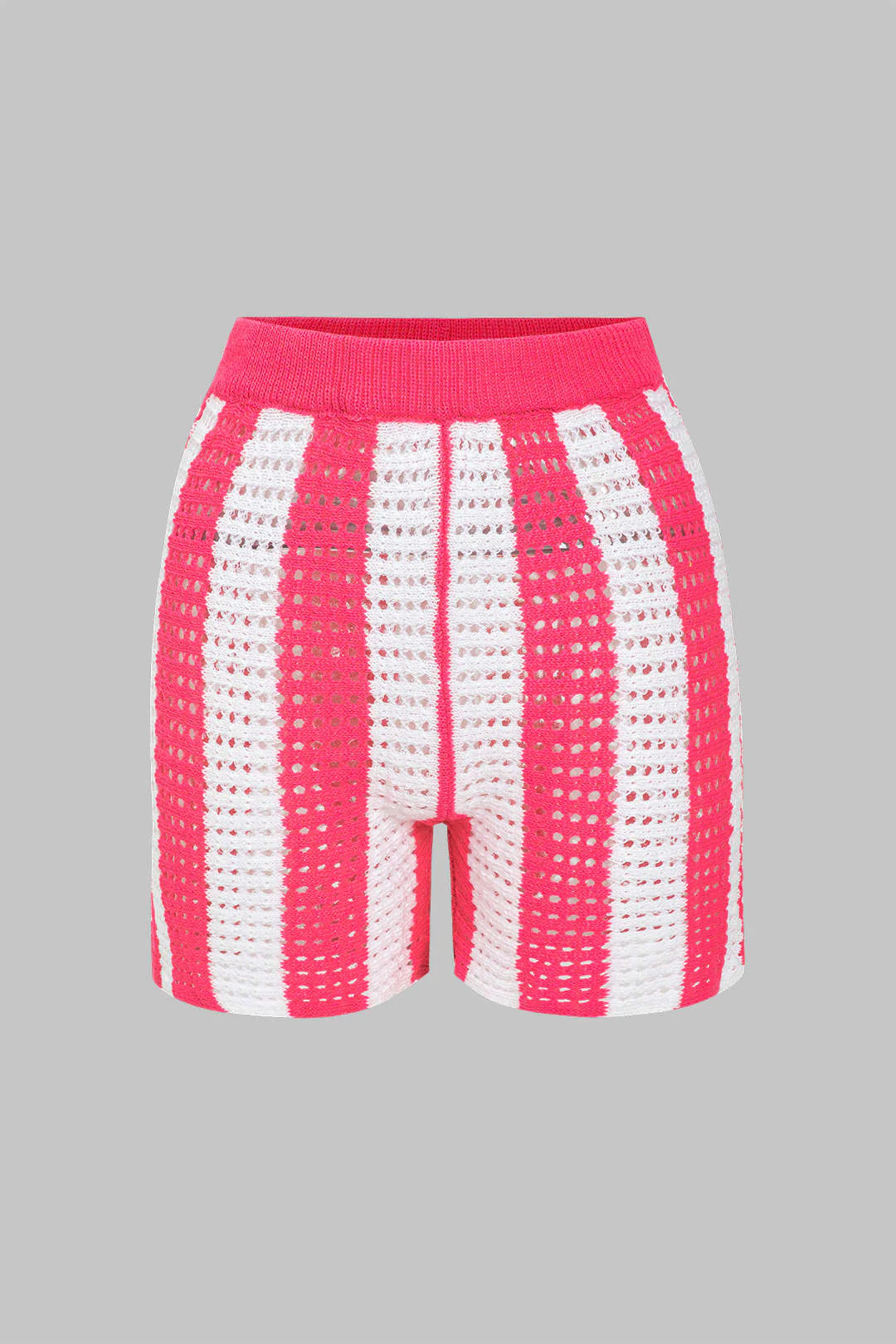 Stripe Knit Hollow Out Shorts Set