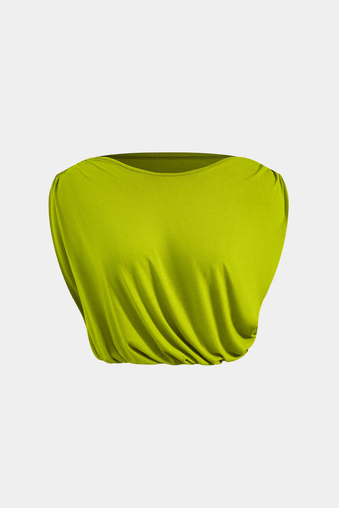 Solid Ruched Top and Metal Asymmetrical Skirt Ensemble