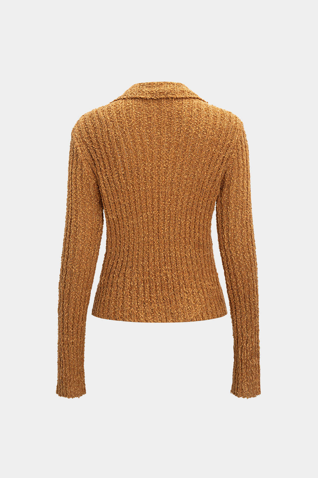 Knit Ribbed Buttoned Long Sleeve Top