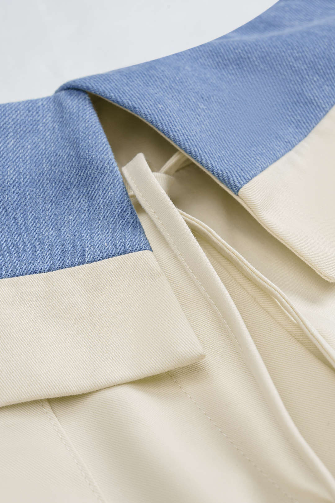 Denim Button Vest And Contrast Drawstring Barrel Trousers Set