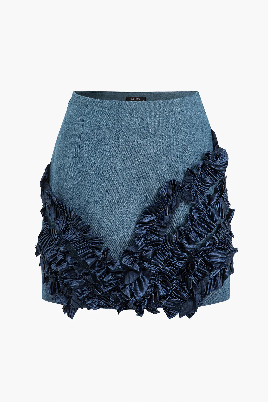 Asymmetric Zippered Denim Skirt