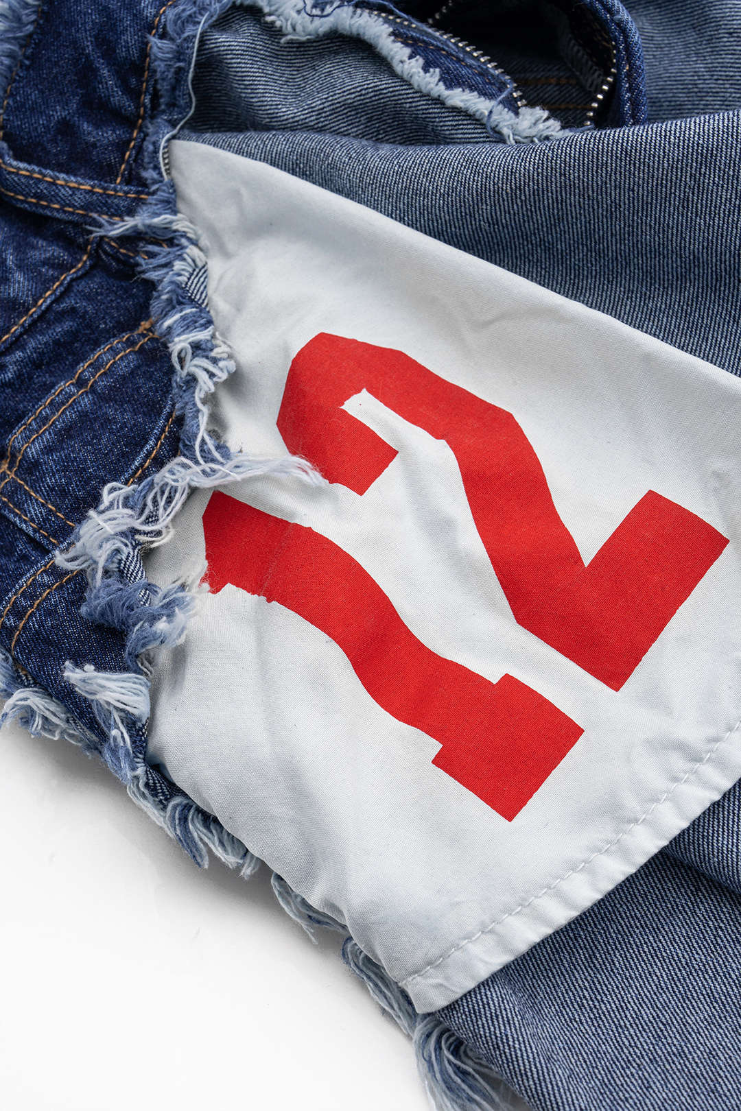 Denim Ripped Frayed Skirt