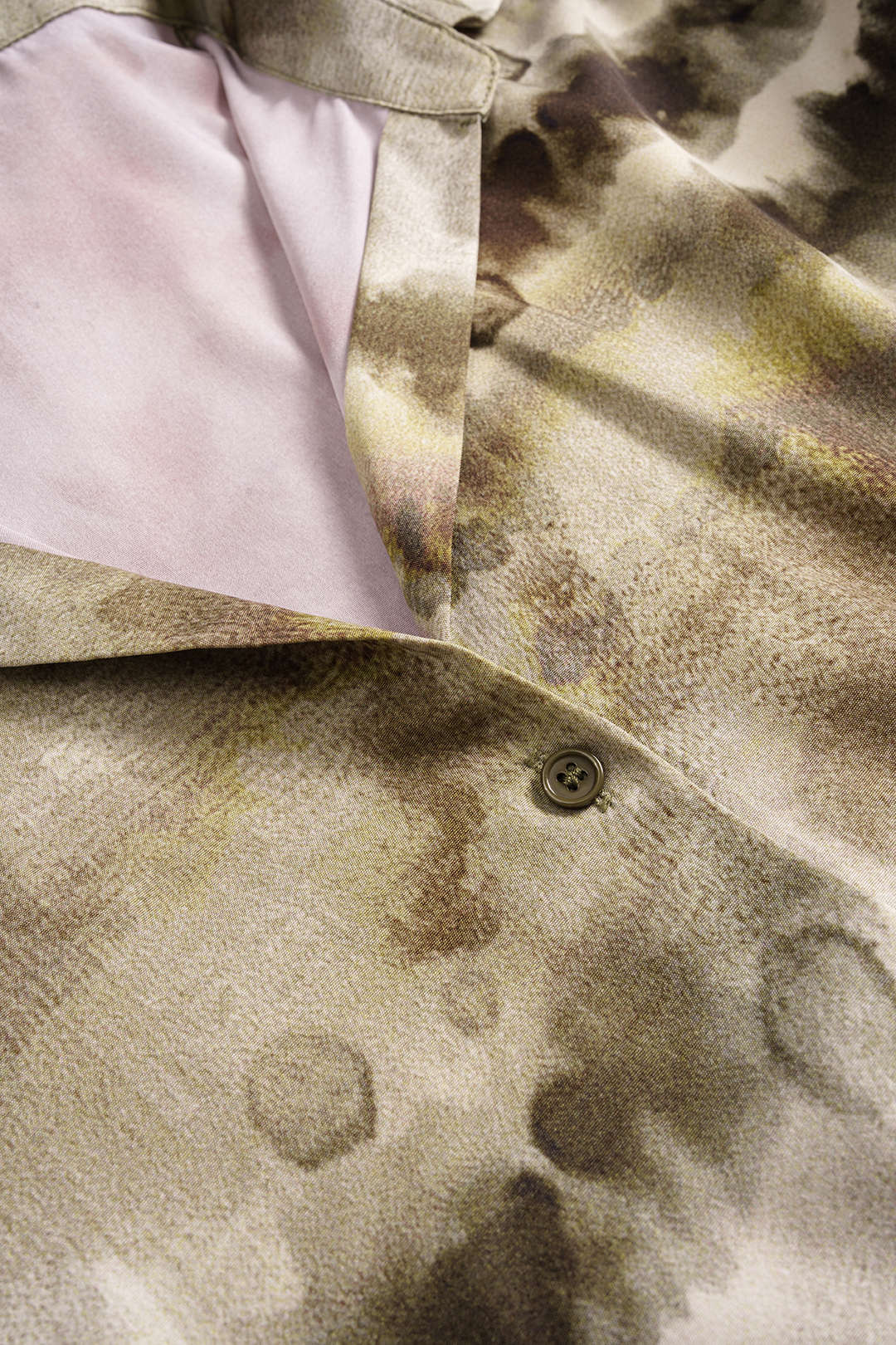 Tie Dye Print Satin Button Long-Sleeve Top