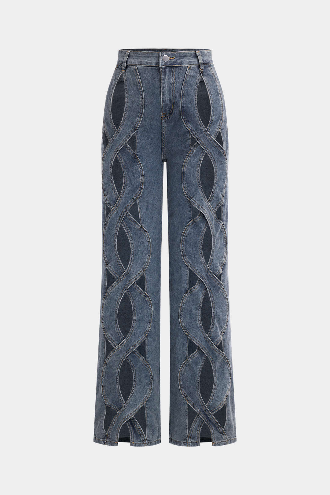 Denim Cut-Out Straight-Leg Jeans