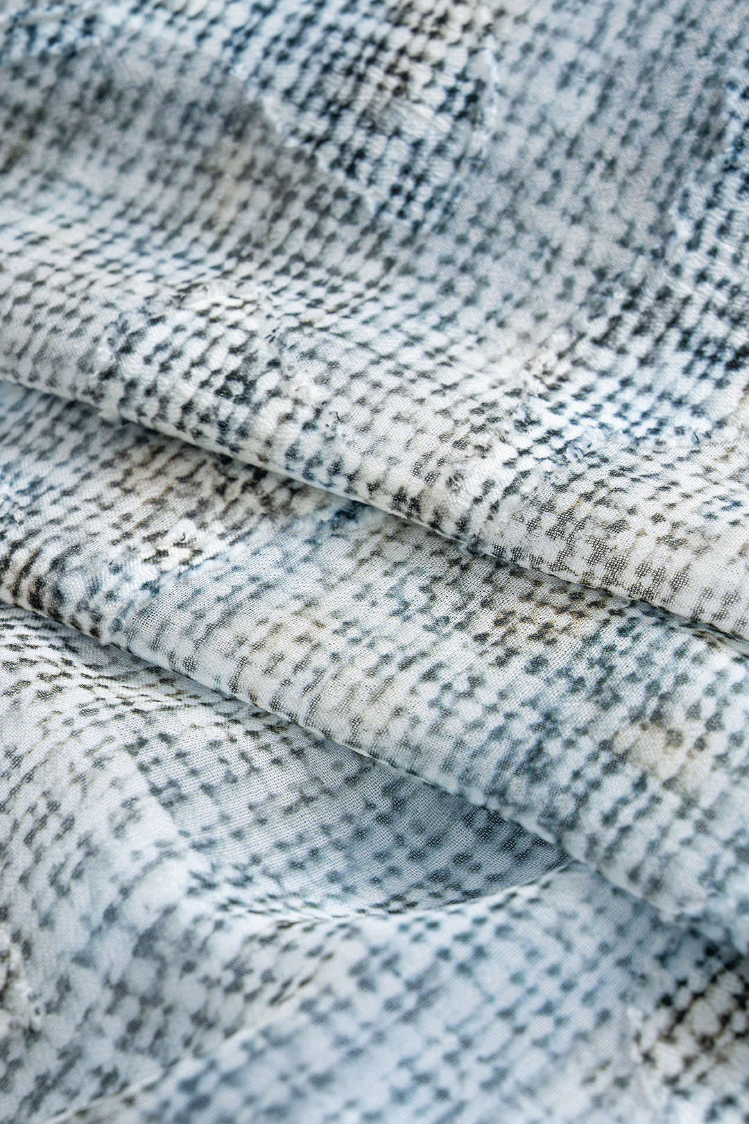 Abstract Pattern Chiffon Zipper Metallic Shell Decor Ruched Skirt