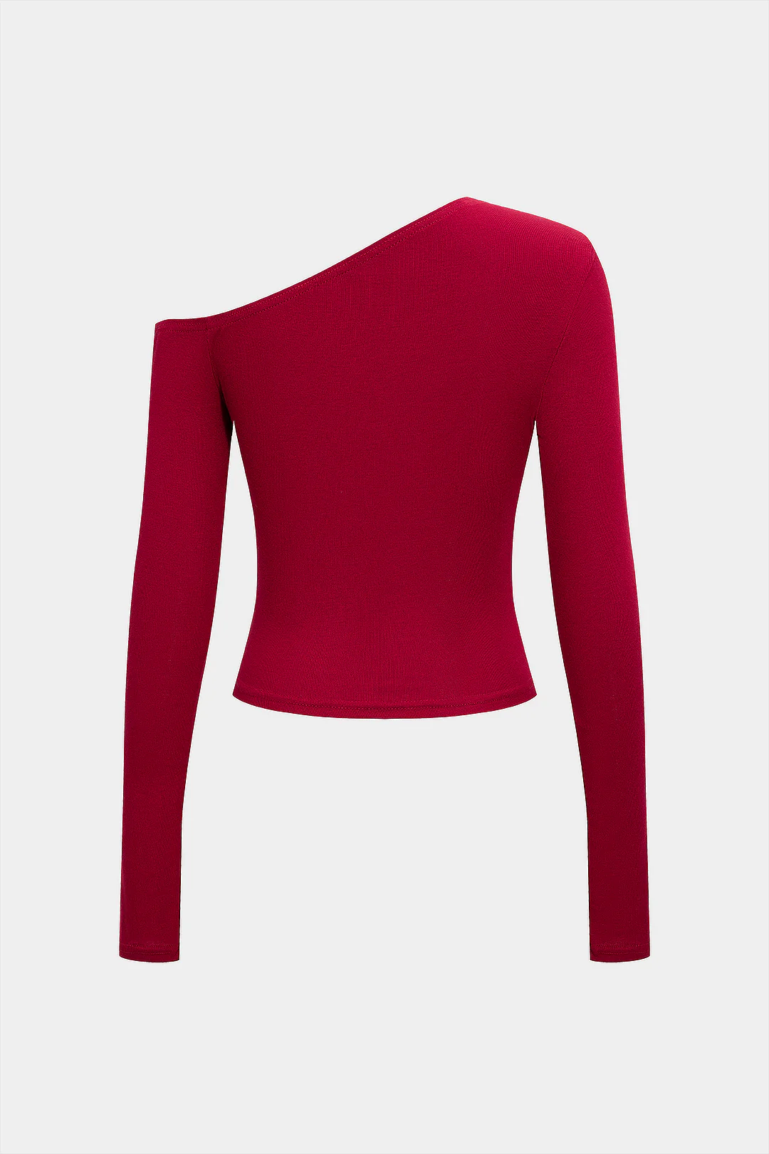 3D Floral Decor Slant Shoulder Long-Sleeve Top