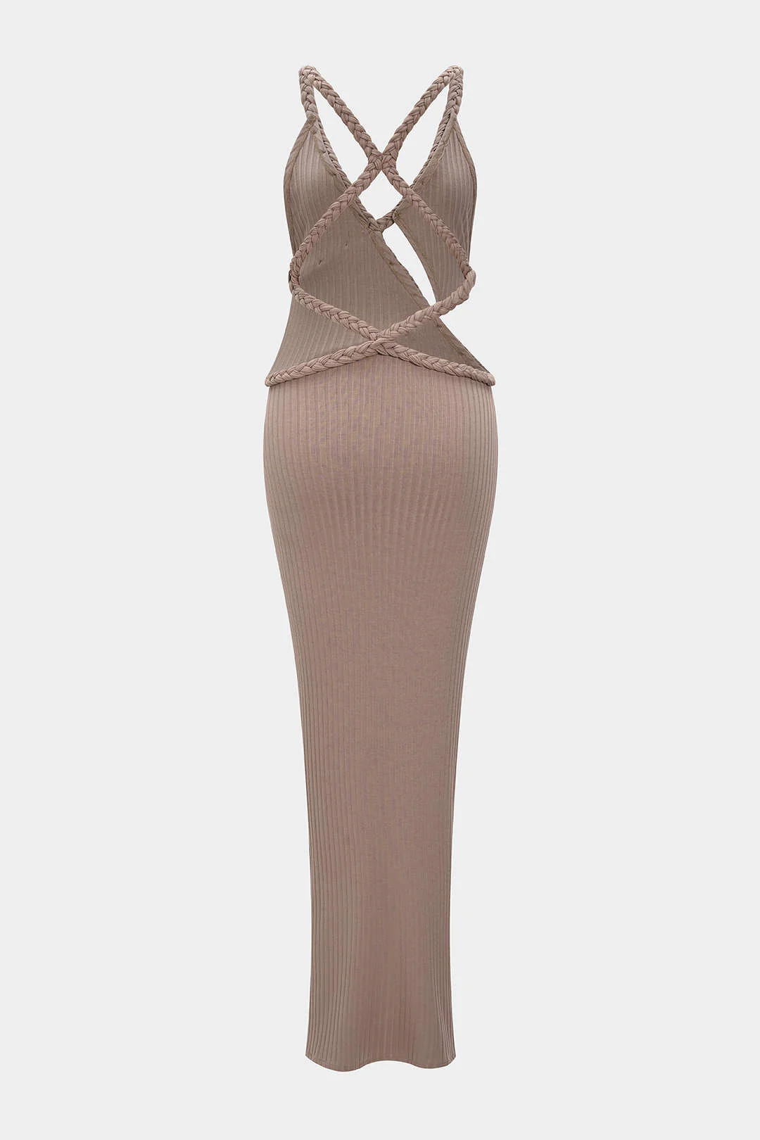 Asymmetrical Braided Backless Sleeveless Maxi Dress