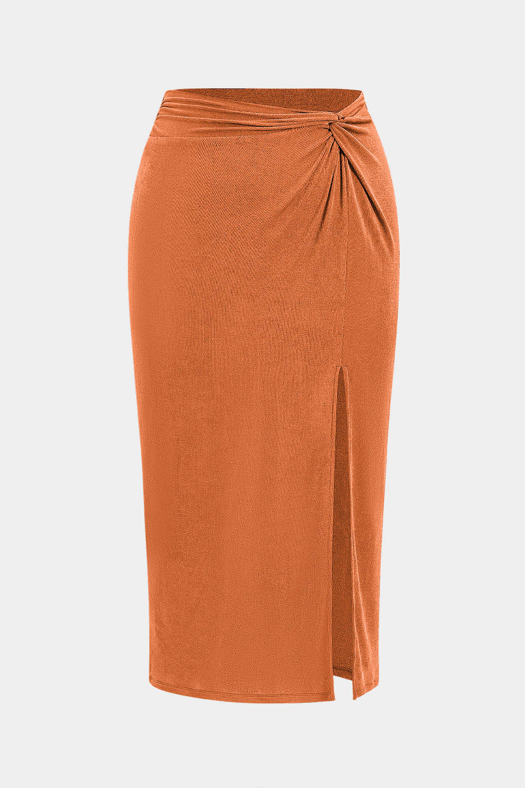 Plus Size Ruched Twist Knot Slit Skirt