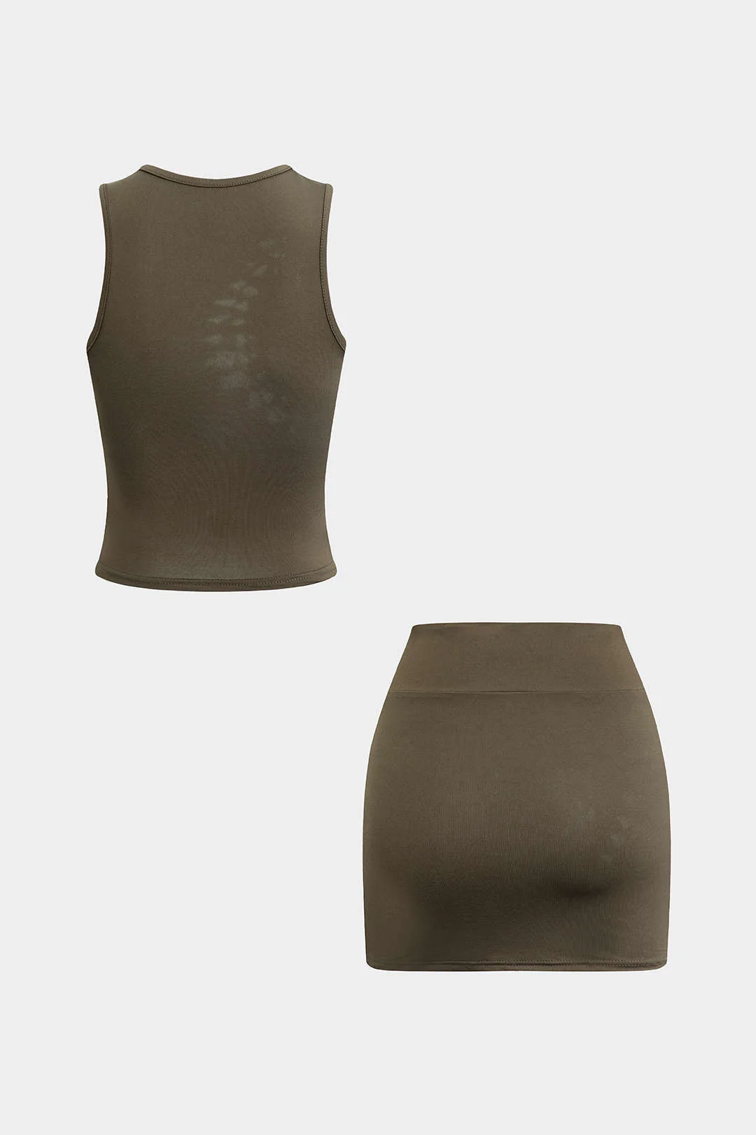 Braided Cut Out Round Neck Tank Top And Skirt Set