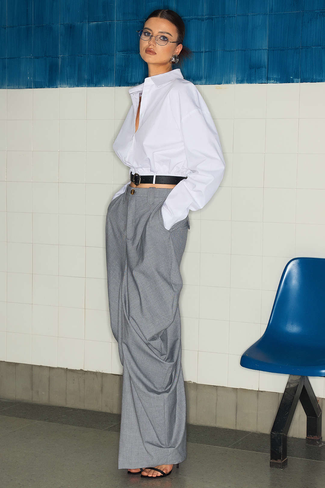 Linen Solid Ruched Skirt