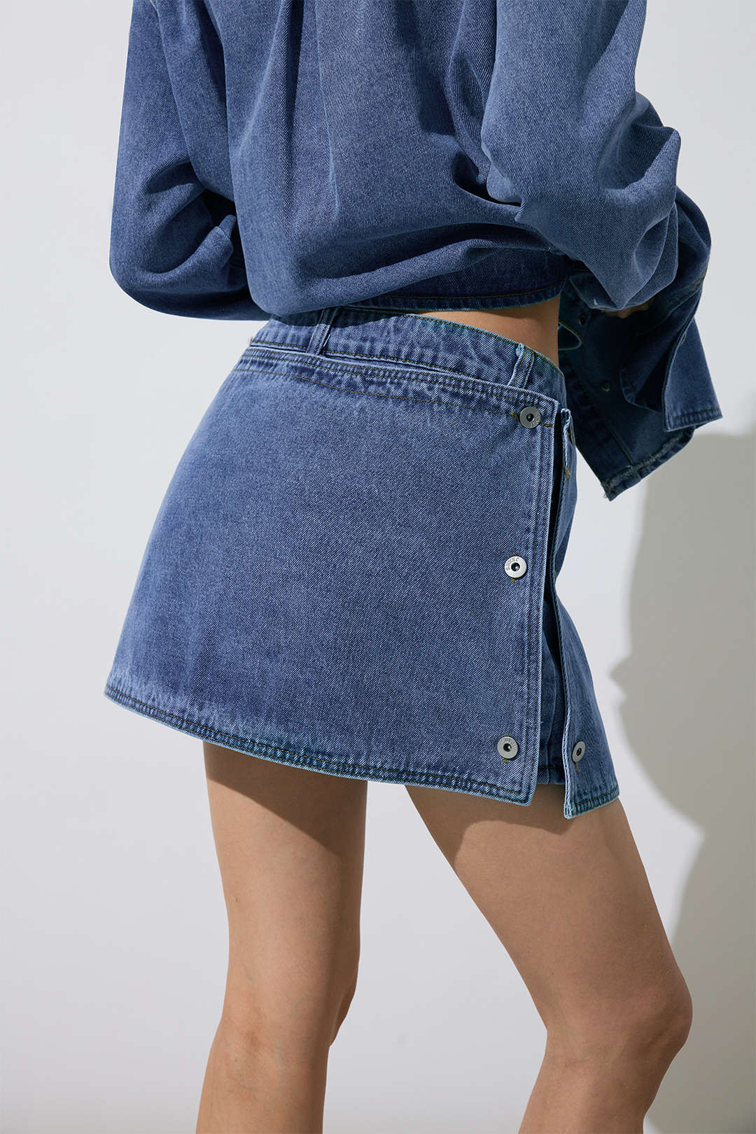 Button Mini Denim Skirt