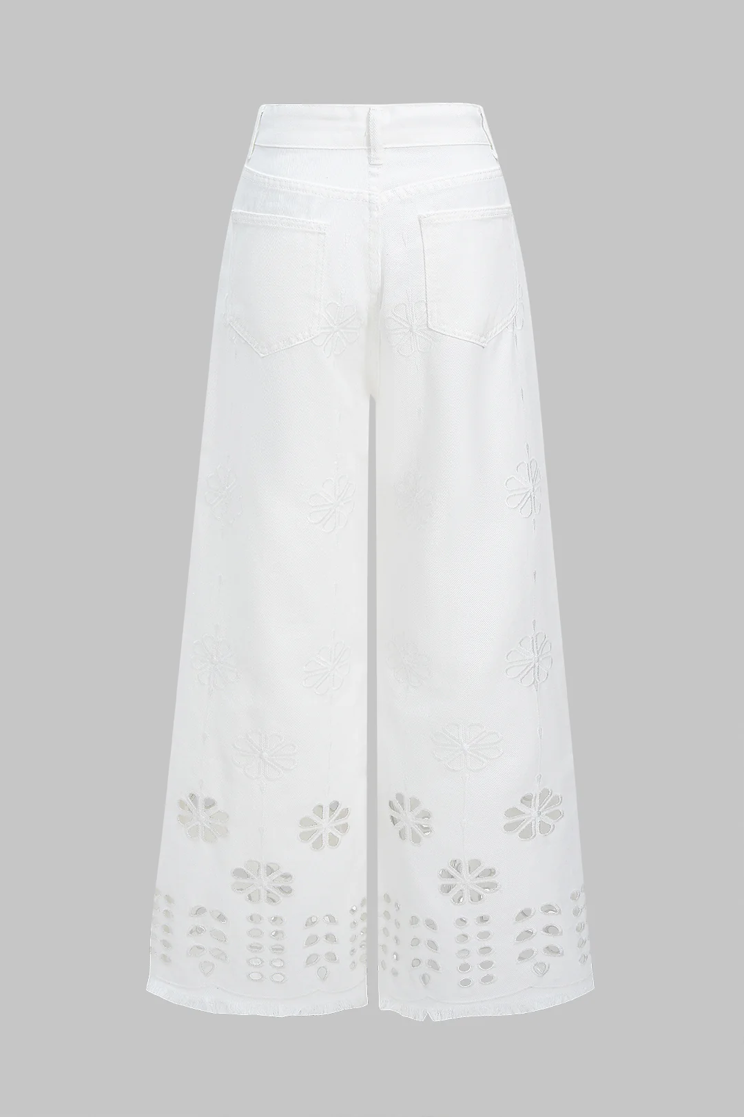 Denim Hollow Out Embroidery Straight Leg Jeans